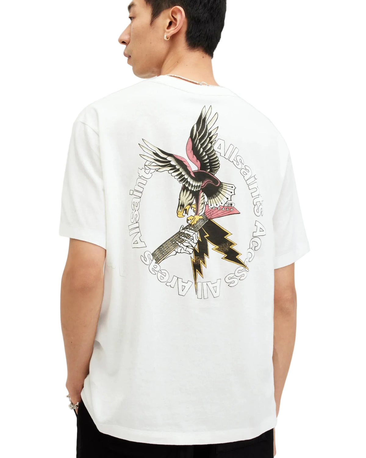 All Saints Ropa Fret Ss Crew Chalk White · Premium Avenue
