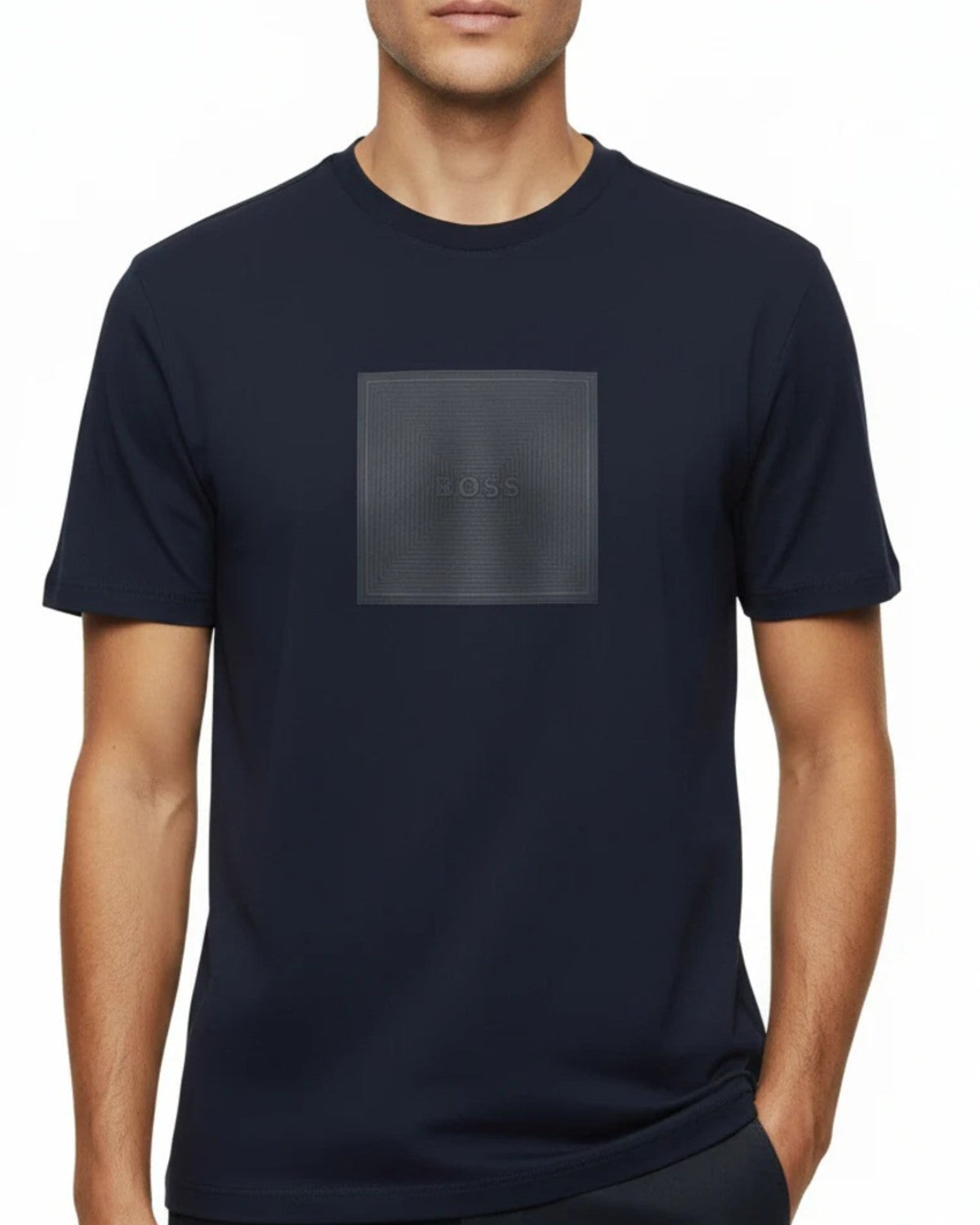 BOSS - TEE LOGO RIB 99 DARK BLUE