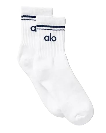 Alo Accesorio Throwback Sock White/Navy · Premium Avenue