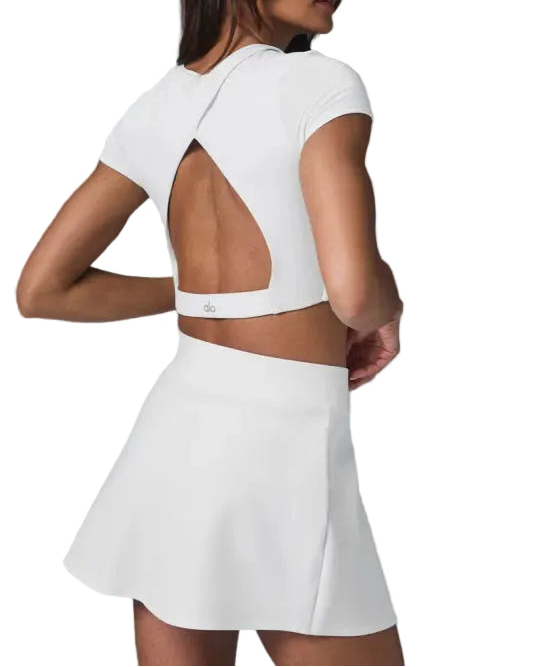 Alo Ropa Alosoft Backspin Skirt White · Premium Avenue