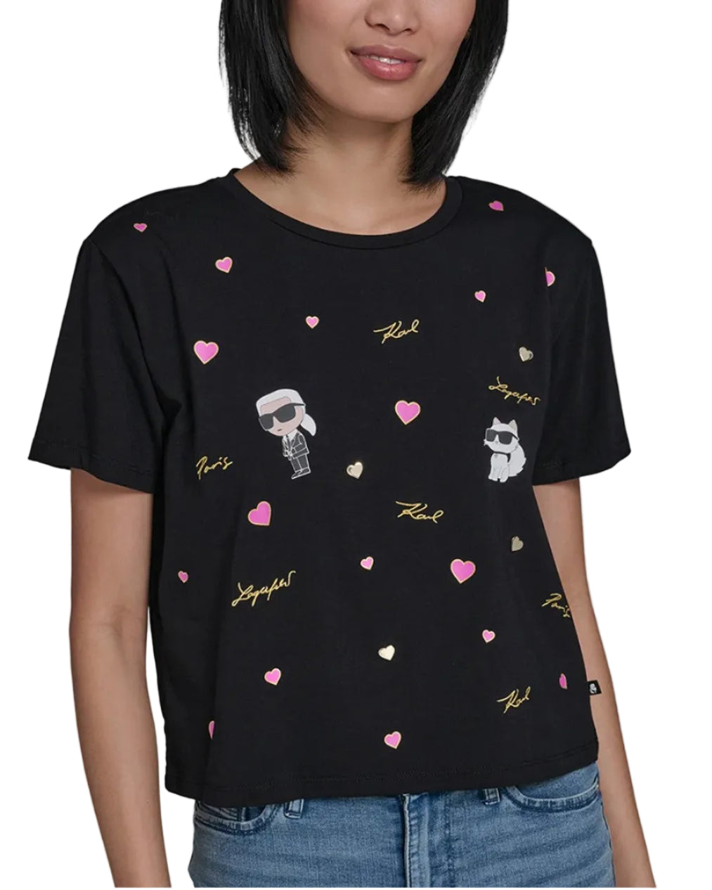 Karl Lagerfeld Karl et Choupette Hearts Tee Black · Premium Avenue