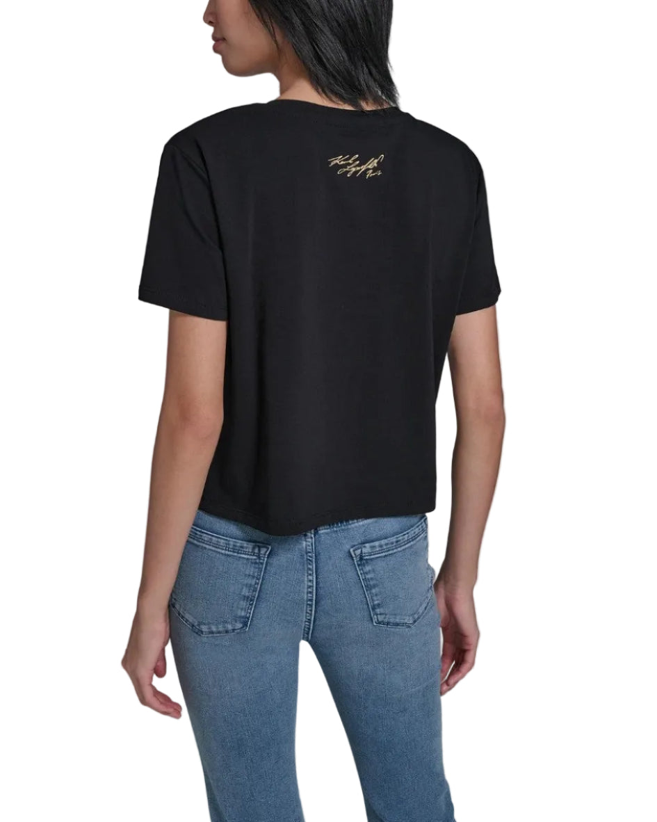 Karl Lagerfeld Karl et Choupette Hearts Tee Black · vista trasera · Premium Avenue
