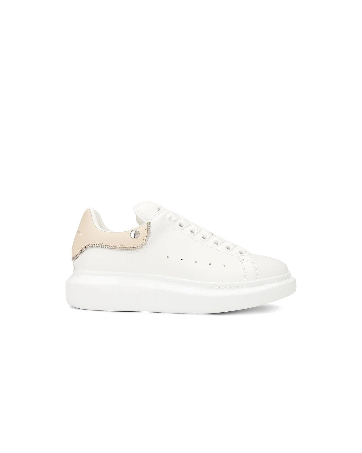 Alexander McQueen Oversized Sneaker White Oat Silver · perfil · Premium Avenue