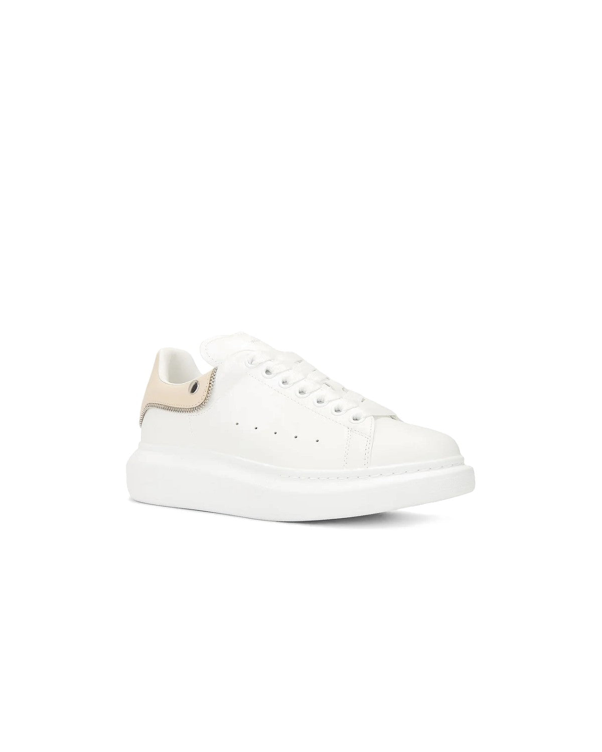 Alexander McQueen Oversized Sneaker White Oat Silver · vista trasera · Premium Avenue