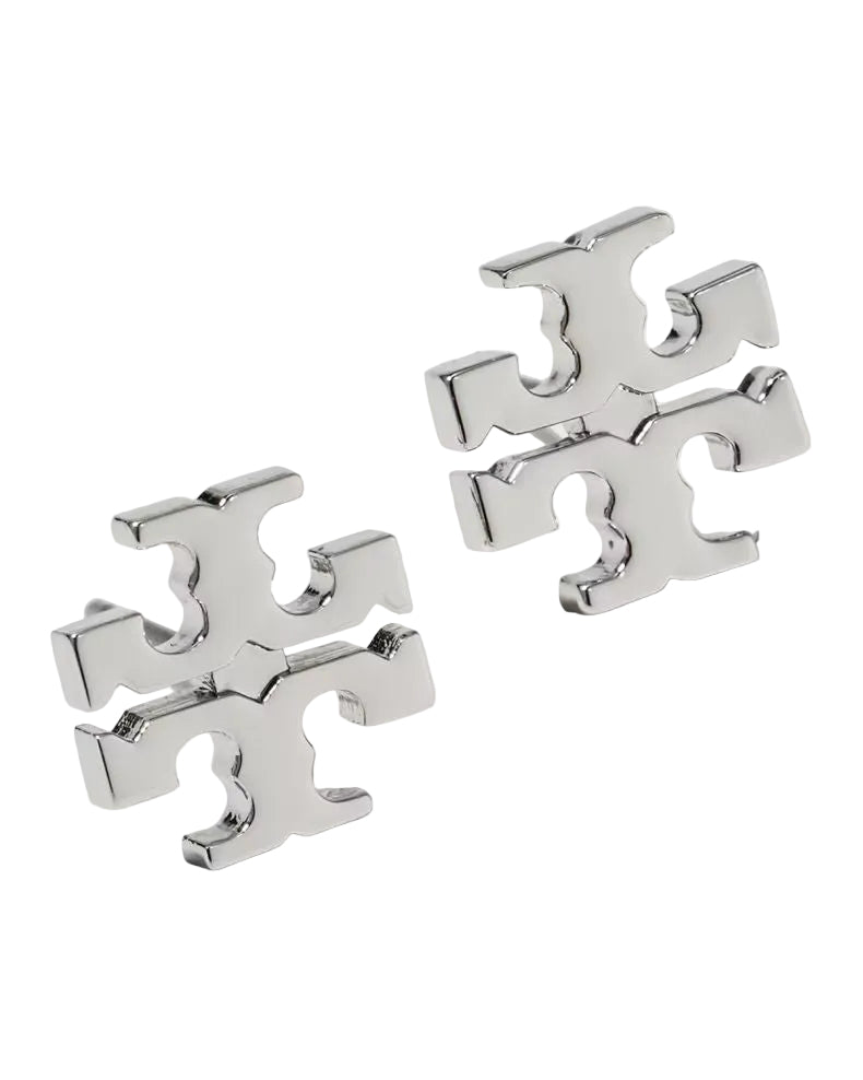 TORY BURCH - SMALL LOGO STUD SILVER 022