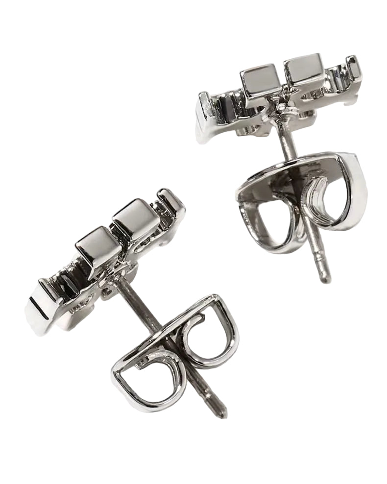 TORY BURCH - SMALL LOGO STUD SILVER 022