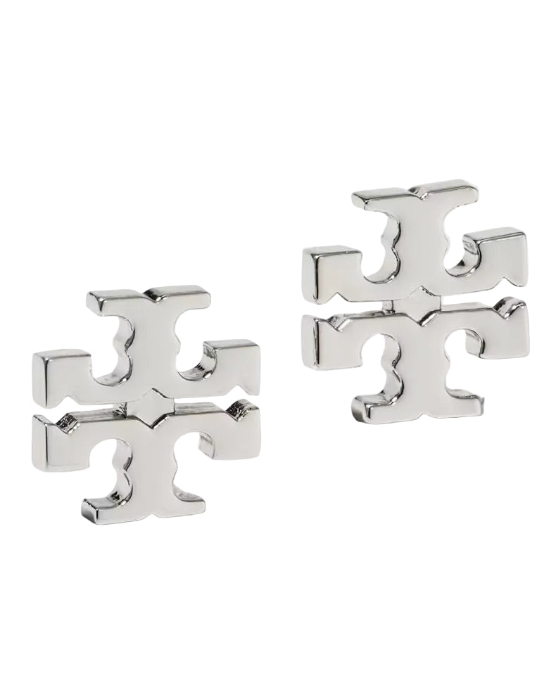 TORY BURCH - SMALL LOGO STUD SILVER 022