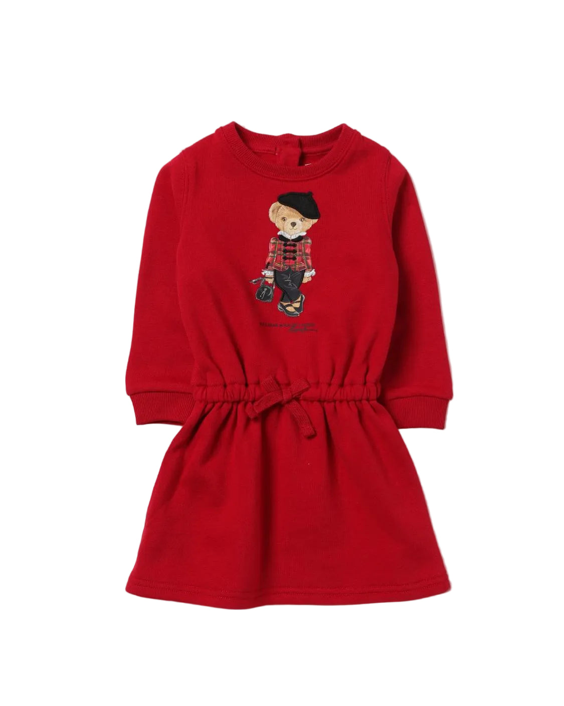 POLO - BEAR FLEECE DRESS & BLOOMER RED