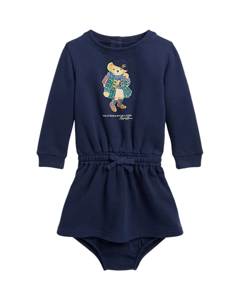POLO - BEAR FLEECE DRESS & BLOOMER NAVY