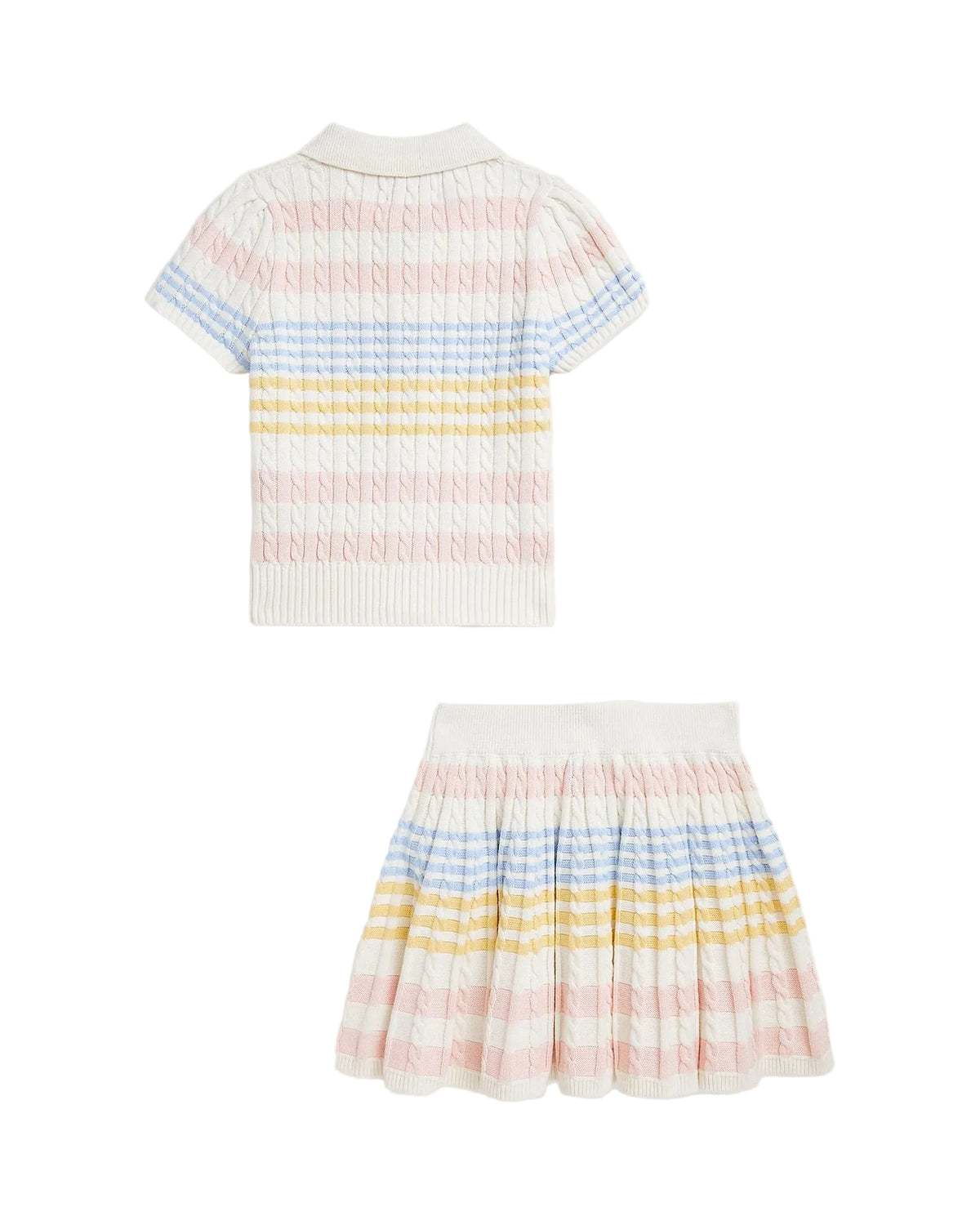 POLO - TEXTURED BLOUSE & SKIRT SET WHITE/MULTI