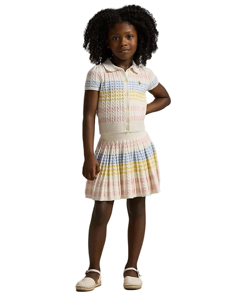 POLO - TEXTURED BLOUSE & SKIRT SET WHITE/MULTI