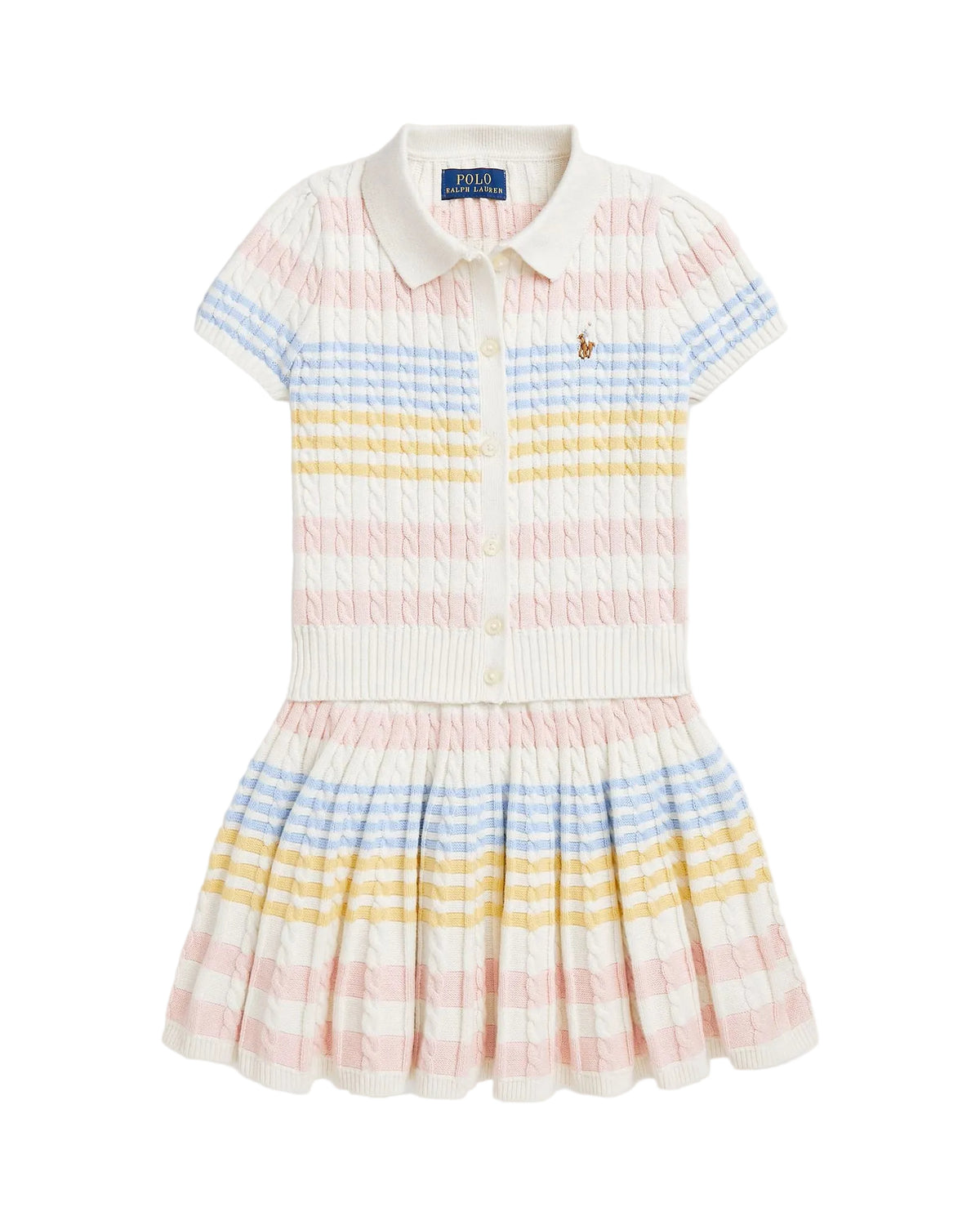 POLO - TEXTURED BLOUSE & SKIRT SET WHITE/MULTI