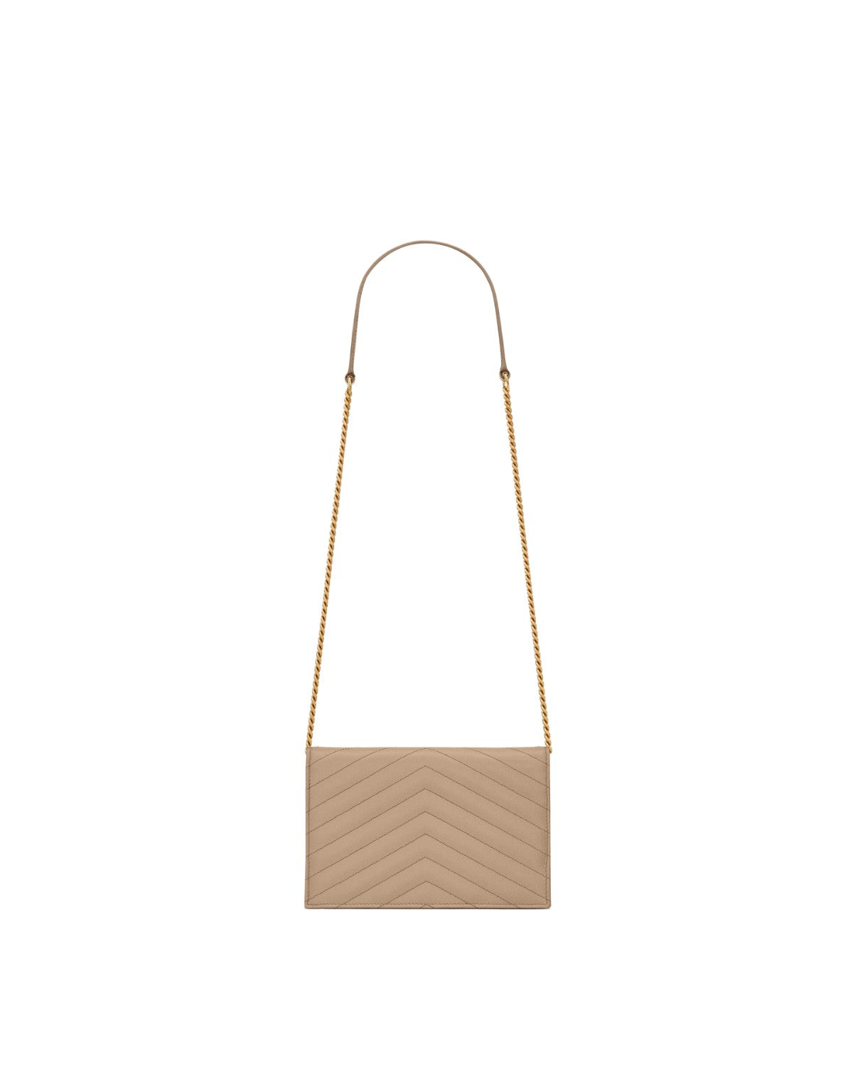Saint Laurent Cassandre Envelope Chain Wallet Dark Beige · reverso · Premium Avenue